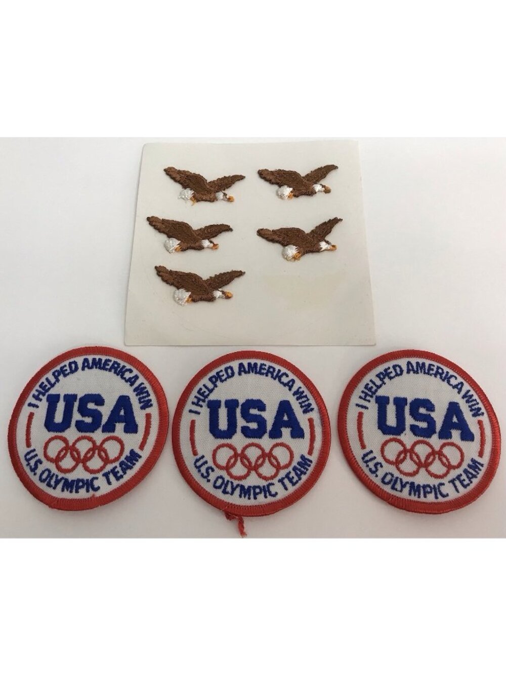 Vintage Patches I Helped America Win USA Olympic Team x 3 & Eagles x 5